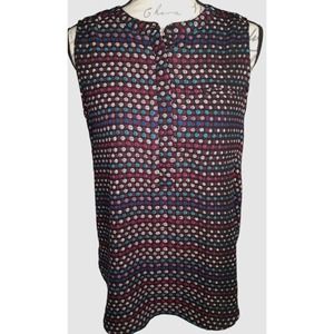 Premise Nordstrom Studio Color Polka Dot Pleated Tank Loose Fitting Bouse Size S